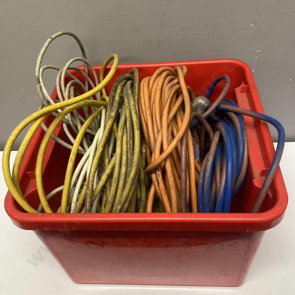 Assorted Extension Leads In Red Bin Image 1++